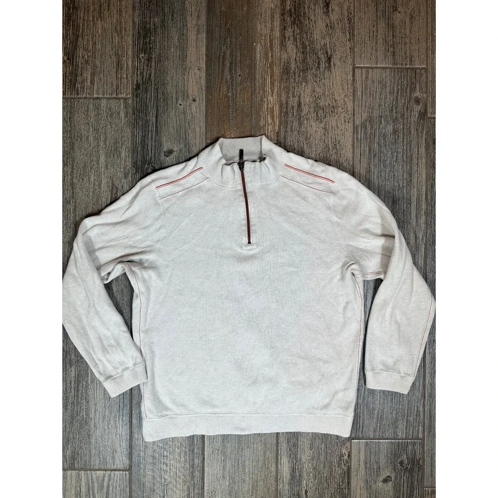 Tommy Bahama Mens 1/4 Zip Pullover Sweater Textured Knit Mock‎ Neck Casual